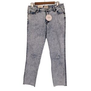 Umgee Acid Washed Distressed Knee Frayed Hem Jeans Sz 6